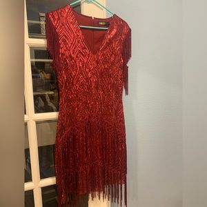 Babeyond Flapper Dress size Med. Red. Sequins. Fringe.